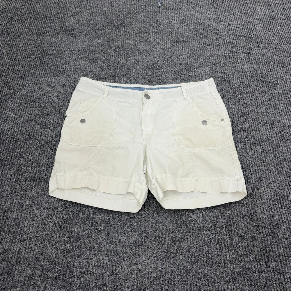 Point Zero Shorts Womens L White Cotton Corduroy‎ Cargo Pockets Casual Summer